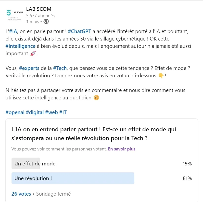 Sondage IA Linkedin